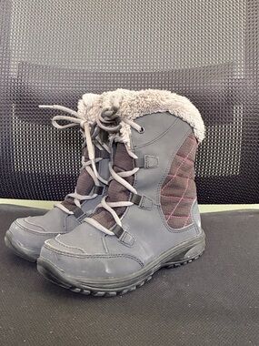 Columbia Waterproof Fur Lined Ice Maiden Girl Kid Sz 1 Gray Winter Snow Boots